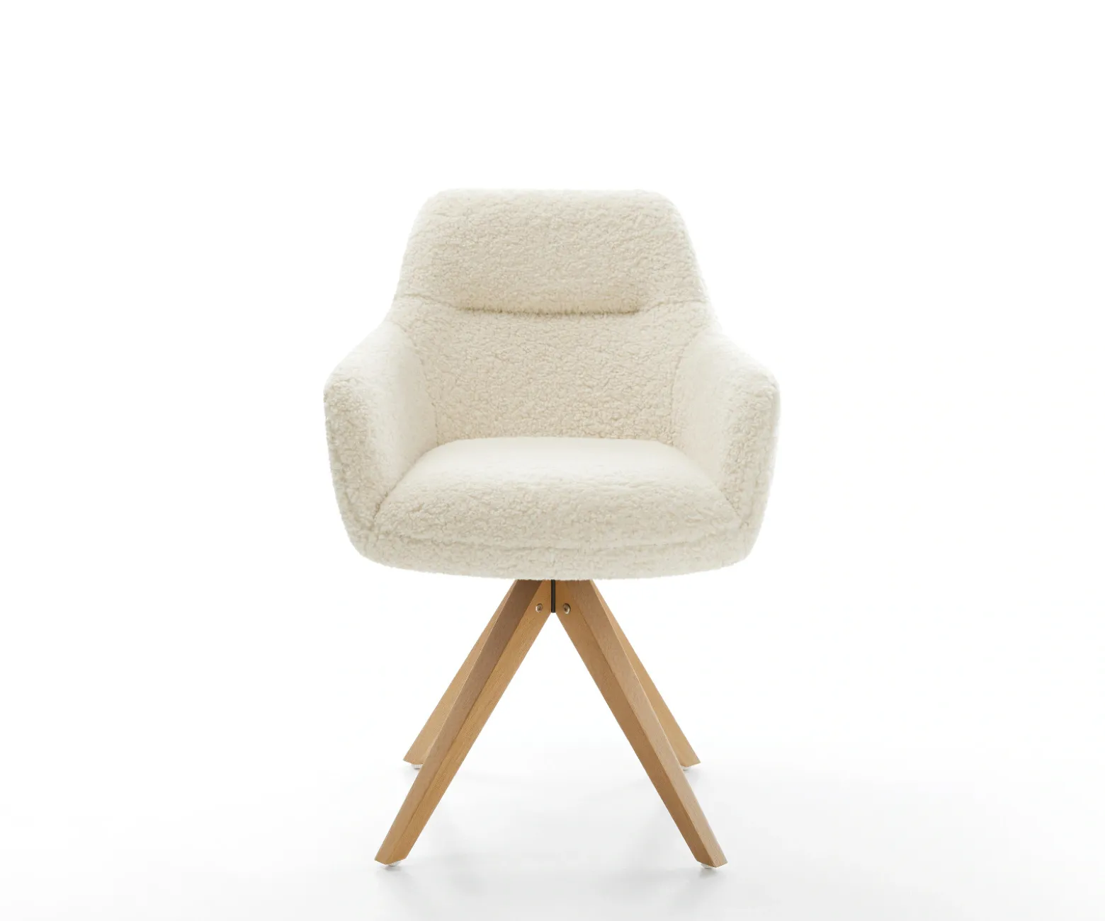 DrehstuhlPejo-Flex Teddystoff Beige Holzgestell kantig Natur 360° drehbar Taschenfederkern Versandfertig ca. 28.10.26