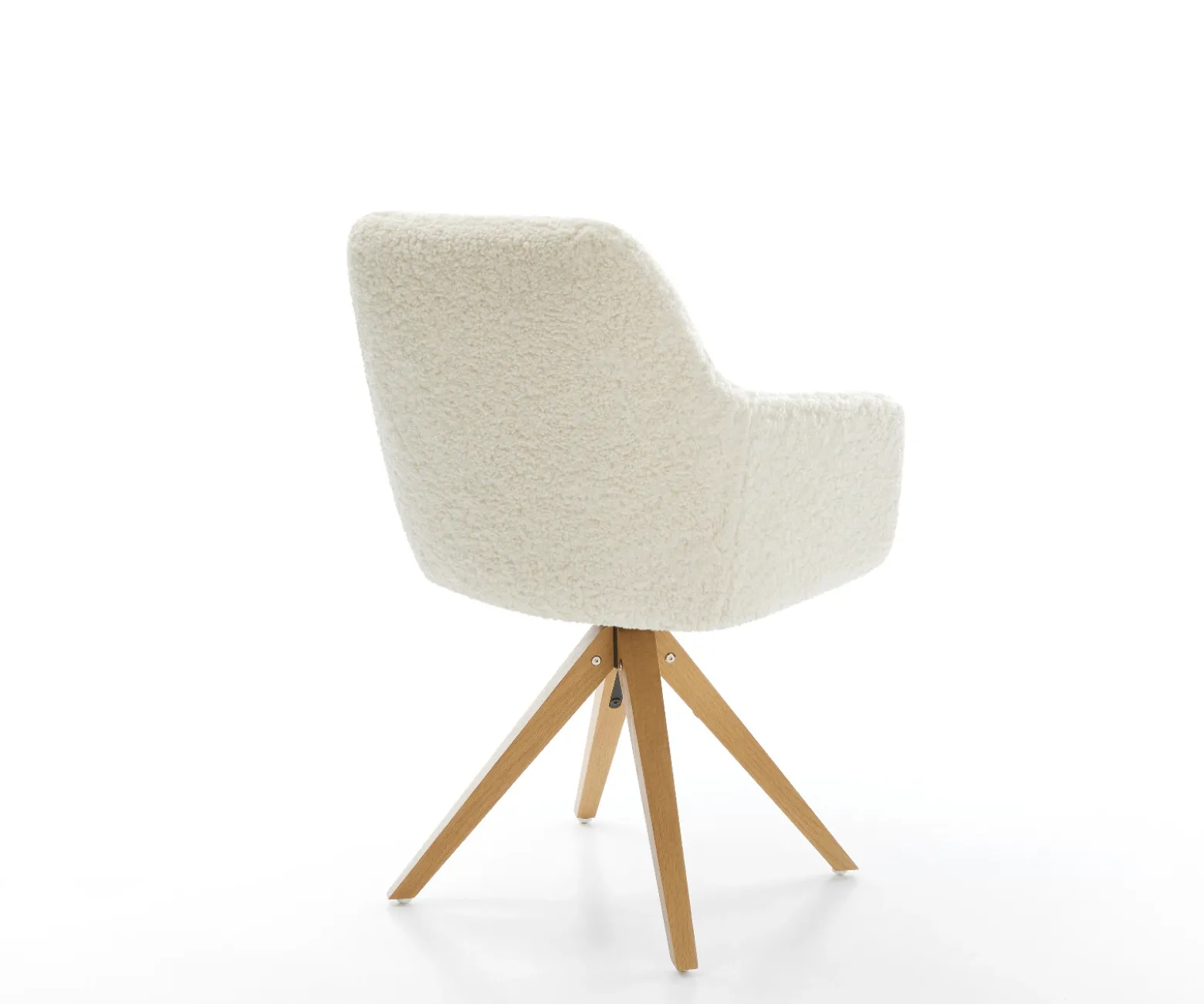 DrehstuhlPejo-Flex Teddystoff Beige Holzgestell kantig Natur 360° drehbar Taschenfederkern Versandfertig ca. 28.10.26