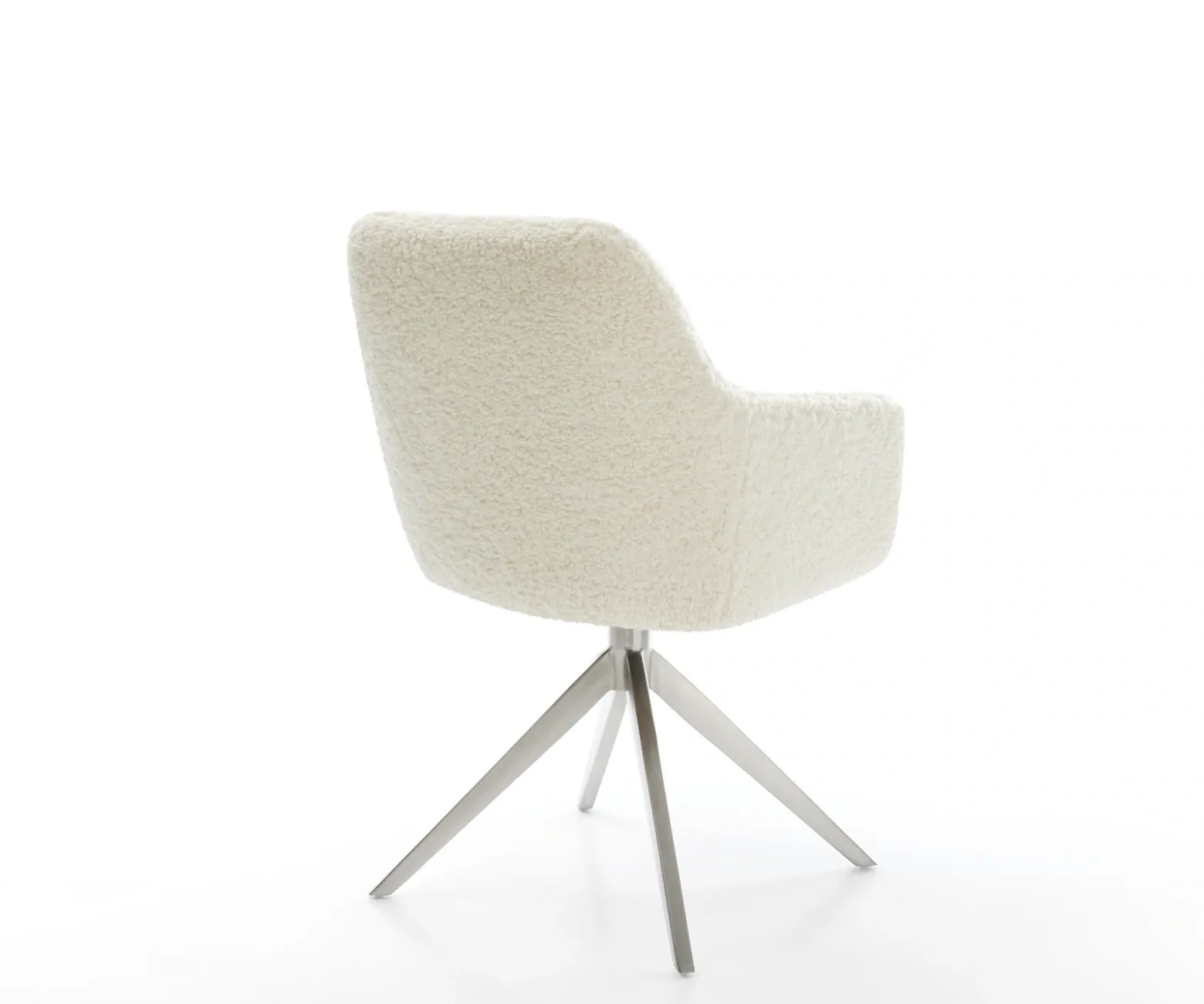 DrehstuhlPejo-Flex Teddystoff Beige Kreuzgestell breit Edelstahl 360° drehbar Wippfunktion Taschenfederkern Sofort versandfertig