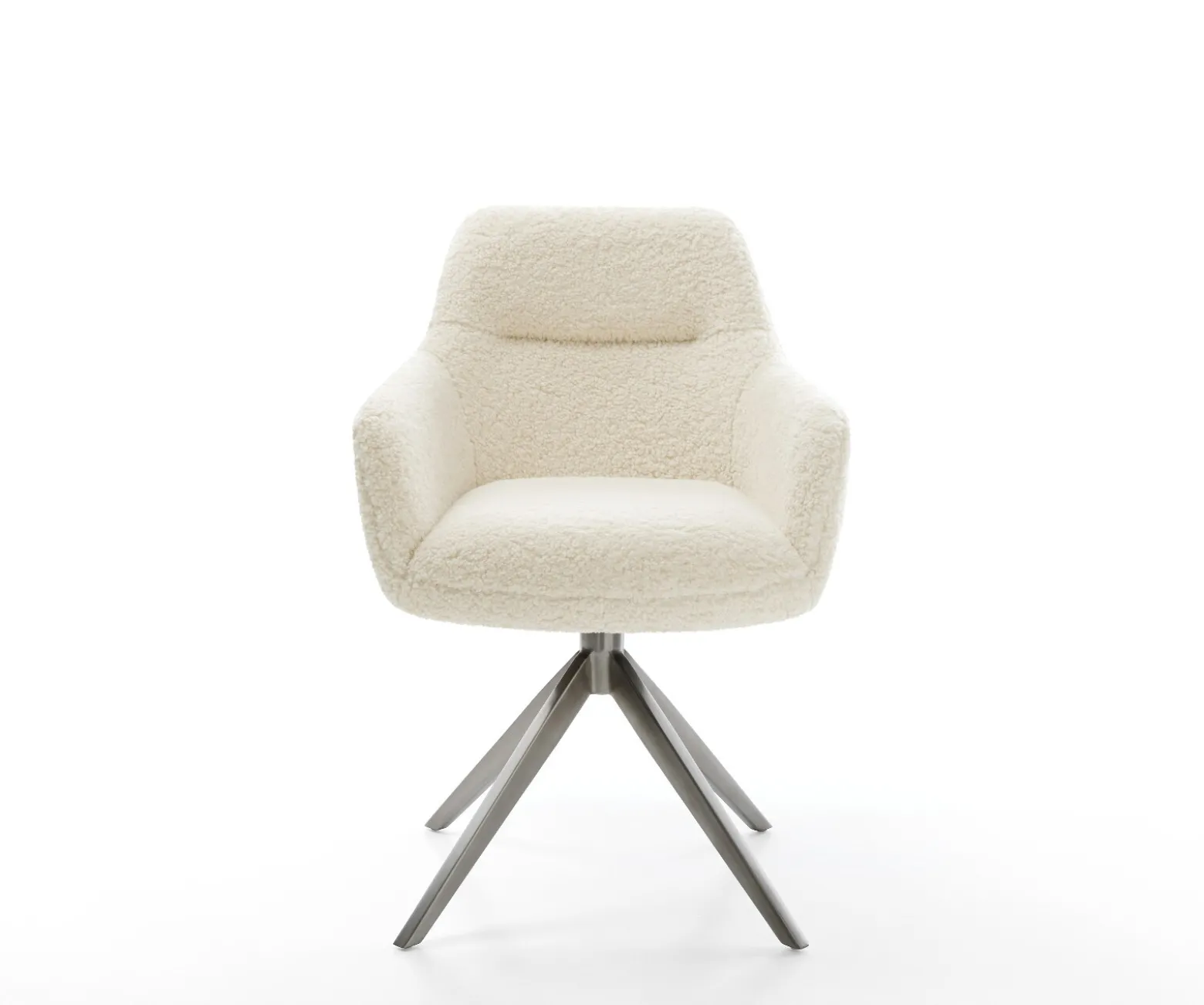DrehstuhlPejo-Flex Teddystoff Beige Kreuzgestell breit Graphit 360° drehbar Wippfunktion Taschenfederkern Sofort versandfertig