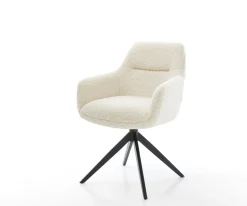 DrehstuhlPejo-Flex Teddystoff Beige Kreuzgestell breit Schwarz 360° drehbar Wippfunktion Taschenfederkern Sofort versandfertig
