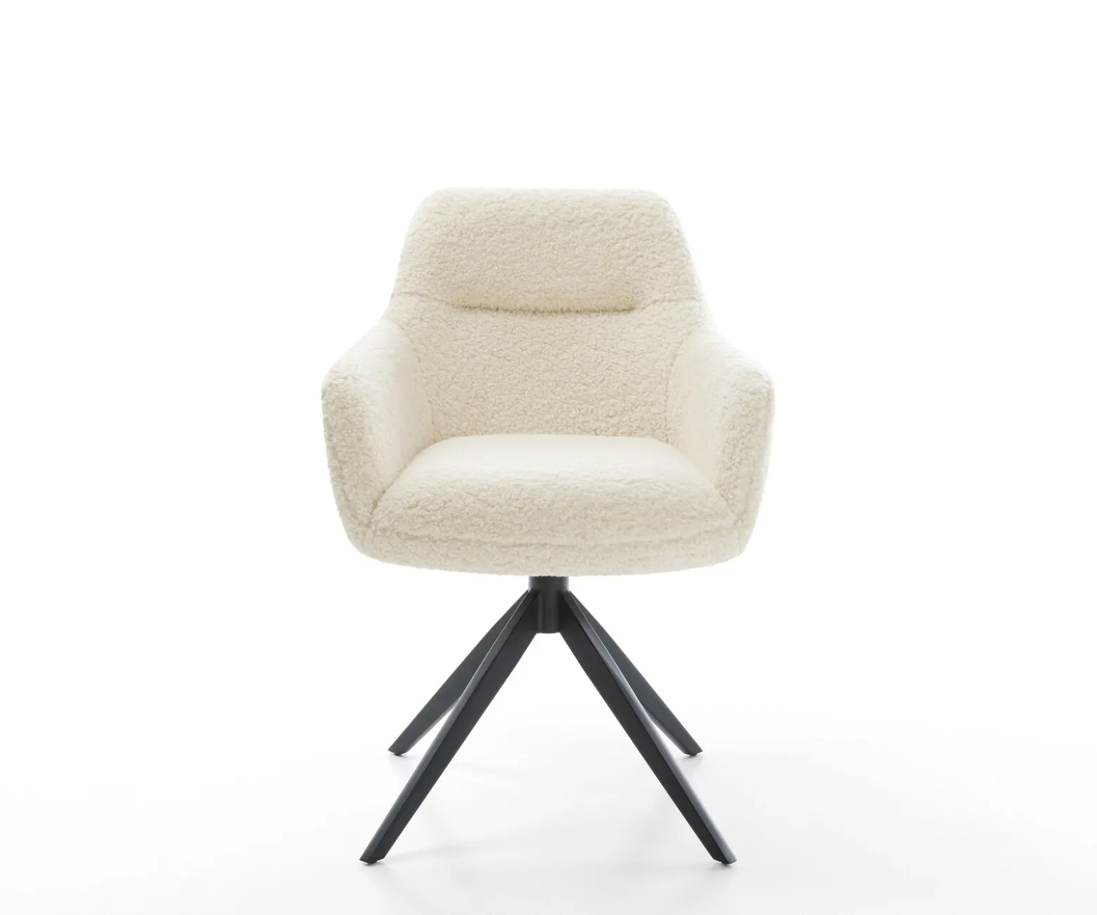 DrehstuhlPejo-Flex Teddystoff Beige Kreuzgestell breit Schwarz 360° drehbar Wippfunktion Taschenfederkern Sofort versandfertig