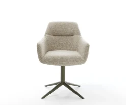 DrehstuhlPejo-Flex Webstoff Soft Beige Fußkreuz Effektfinish Titan 360° drehbar Wippfunktion Taschenfederkern Sofort versandfertig