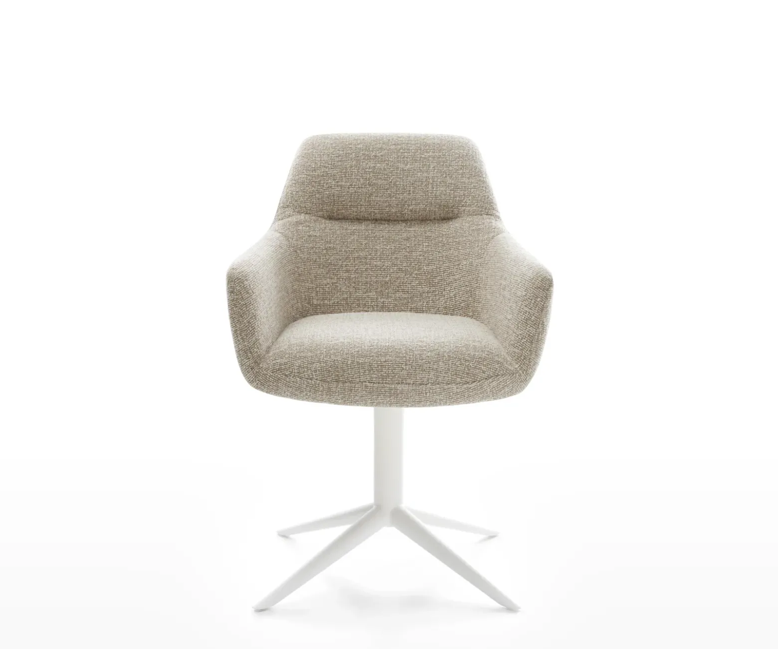 DrehstuhlPejo-Flex Webstoff Soft Beige Fußkreuz Weiß 360° drehbar Wippfunktion Taschenfederkern Sofort versandfertig