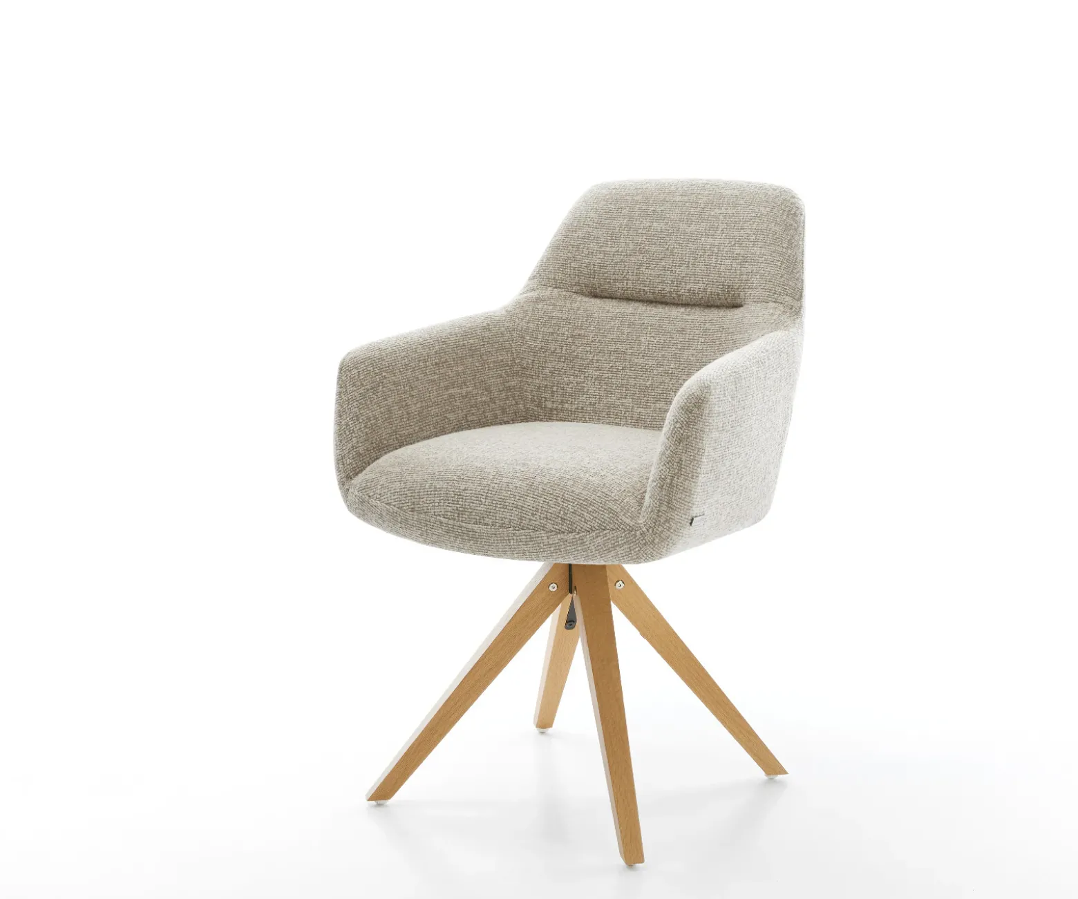 DrehstuhlPejo-Flex Webstoff Soft Beige Holzgestell kantig Natur 360° drehbar Taschenfederkern Versandfertig ca. 28.10.26