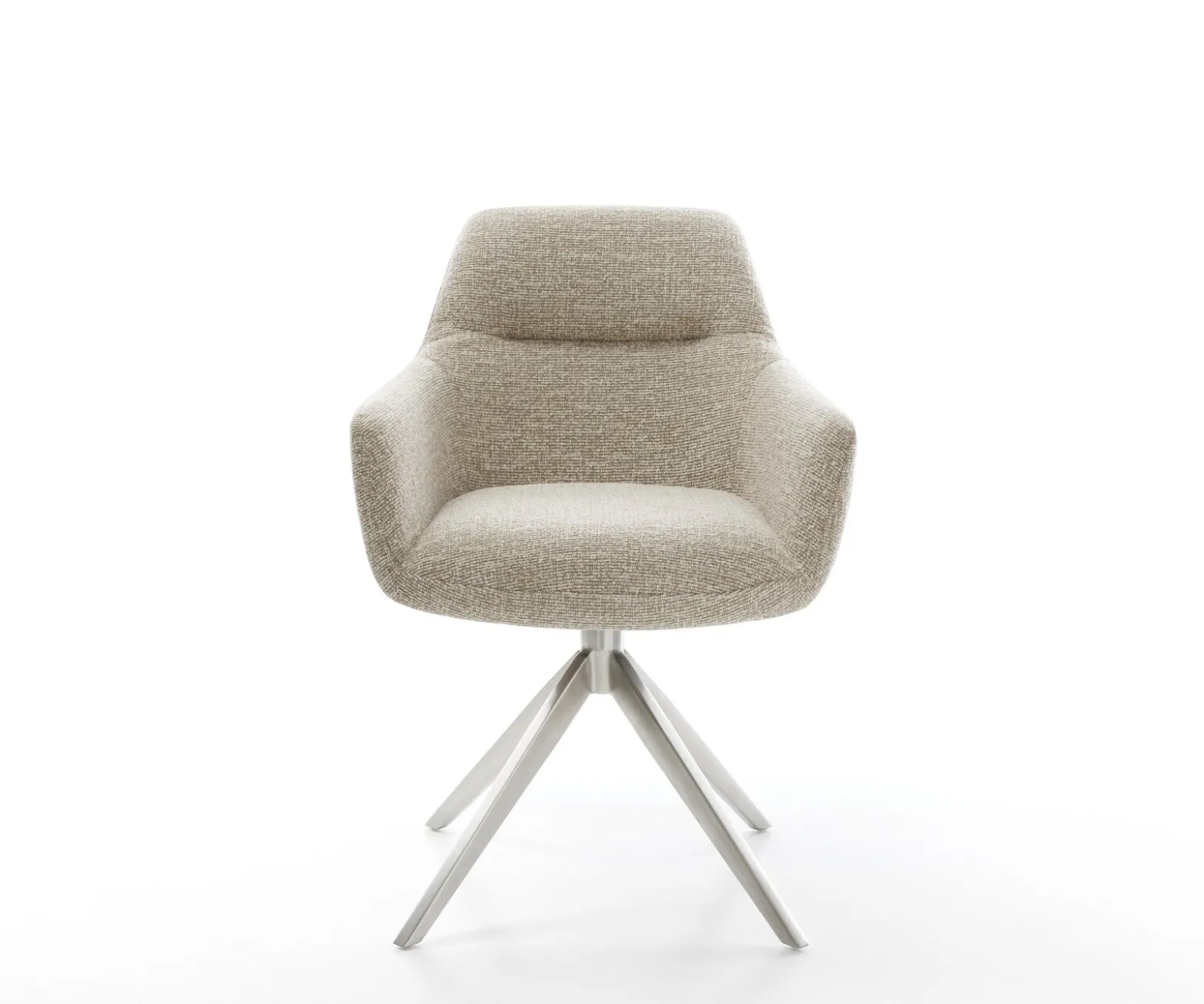 DrehstuhlPejo-Flex Webstoff Soft Beige Kreuzgestell breit Edelstahl 360° drehbar Wippfunktion Taschenfederkern Sofort versandfertig