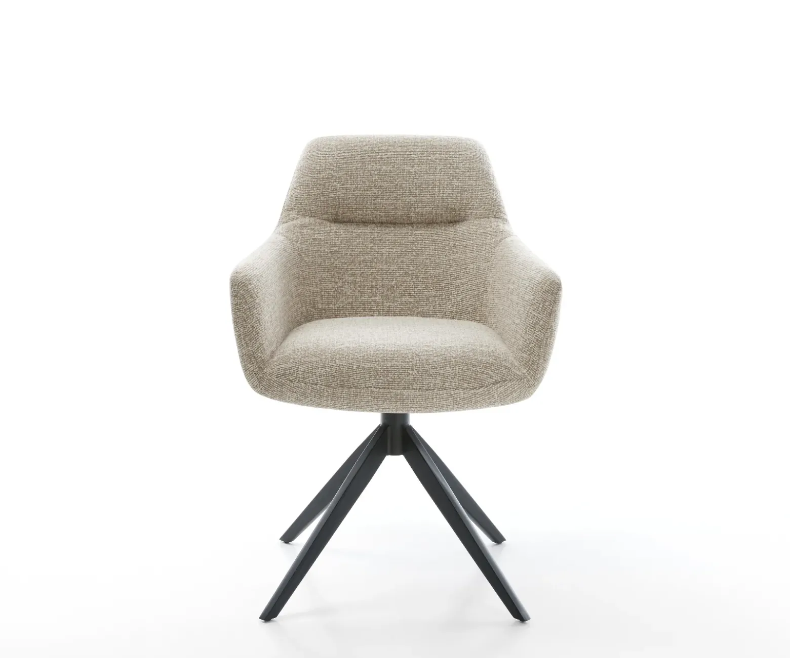 DrehstuhlPejo-Flex Webstoff Soft Beige Kreuzgestell breit Schwarz 360° drehbar Wippfunktion Taschenfederkern Sofort versandfertig
