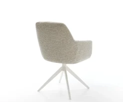 DrehstuhlPejo-Flex Webstoff Soft Beige Kreuzgestell breit Weiß 360° drehbar Wippfunktion Taschenfederkern Sofort versandfertig