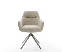 DrehstuhlPejo-Flex Webstoff Soft Beige Kreuzgestell breit Graphit 360° drehbar Wippfunktion Taschenfederkern Sofort versandfertig