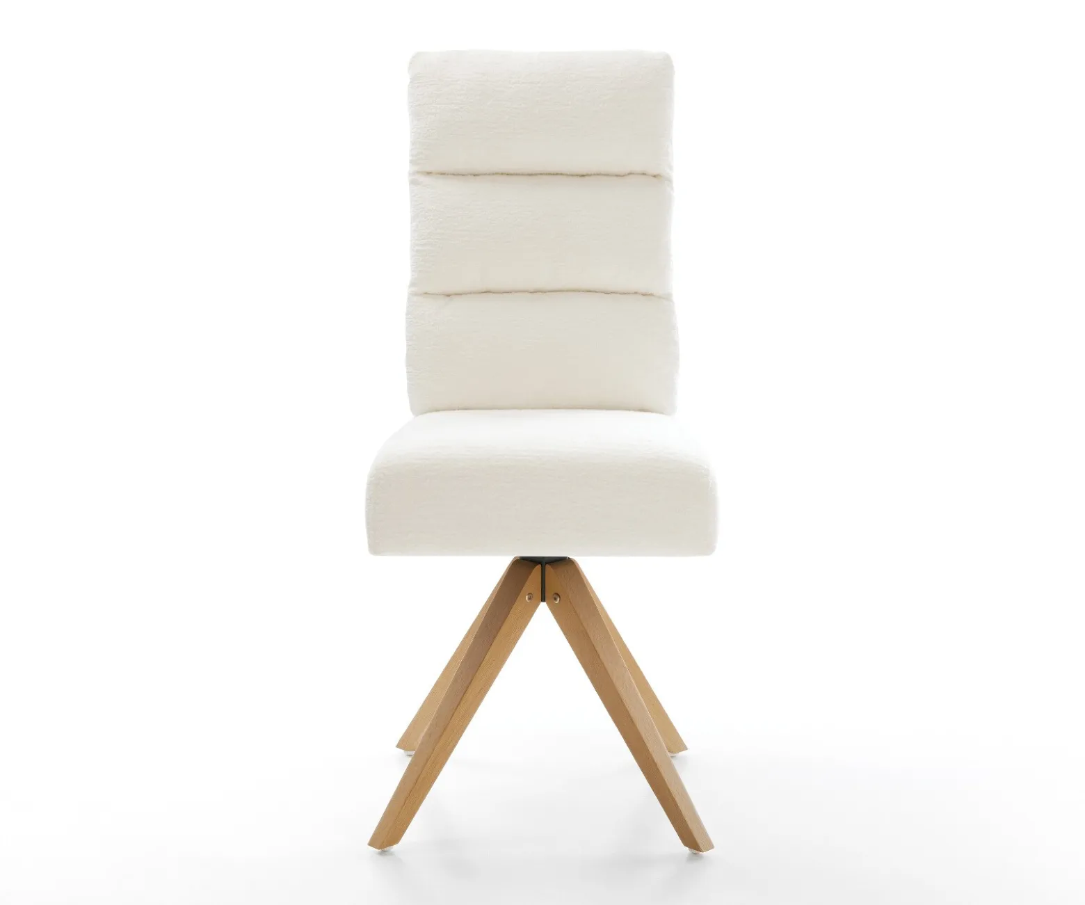 DrehstuhlPela-Flex Bouclé Soft Beige Holzgestell kantig Natur 360° drehbar Taschenfederkern Versandfertig ca. 28.10.26