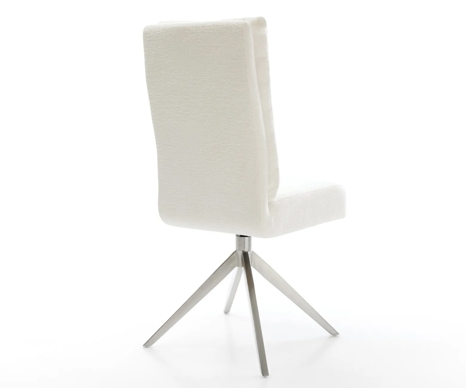 DrehstuhlPela-Flex Bouclé Soft Beige Kreuzgestell breit Edelstahl 360° drehbar Wippfunktion Taschenfederkern Sofort versandfertig