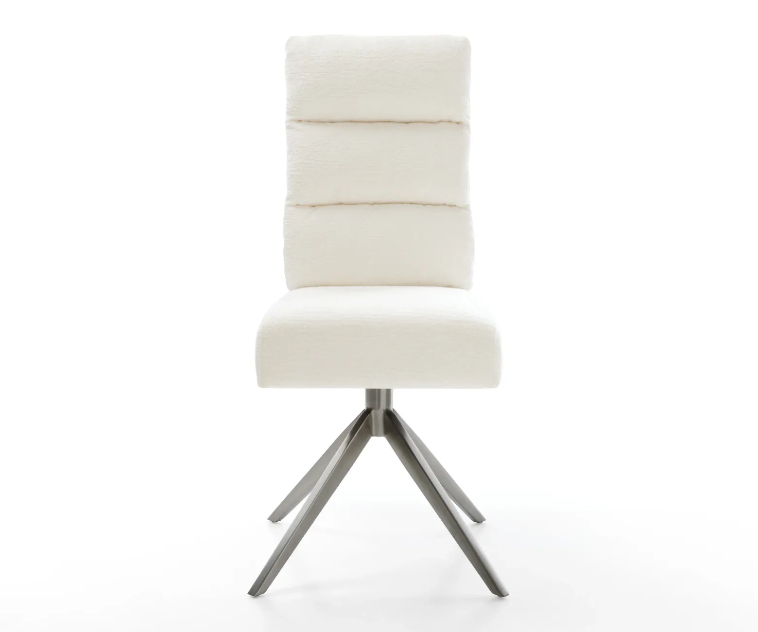 DrehstuhlPela-Flex Bouclé Soft Beige Kreuzgestell breit Graphit 360° drehbar Wippfunktion Taschenfederkern Sofort versandfertig