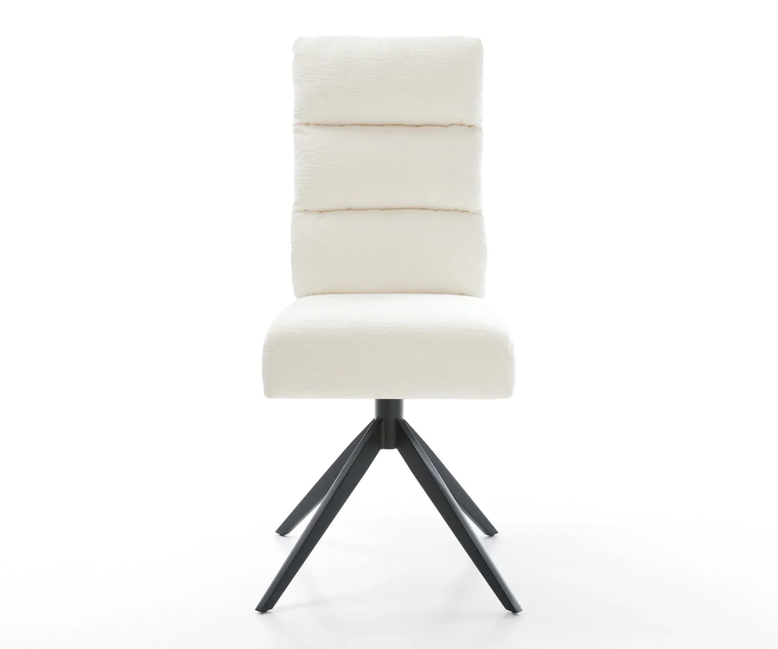 DrehstuhlPela-Flex Bouclé Soft Beige Kreuzgestell breit Schwarz 360° drehbar Wippfunktion Taschenfederkern Sofort versandfertig