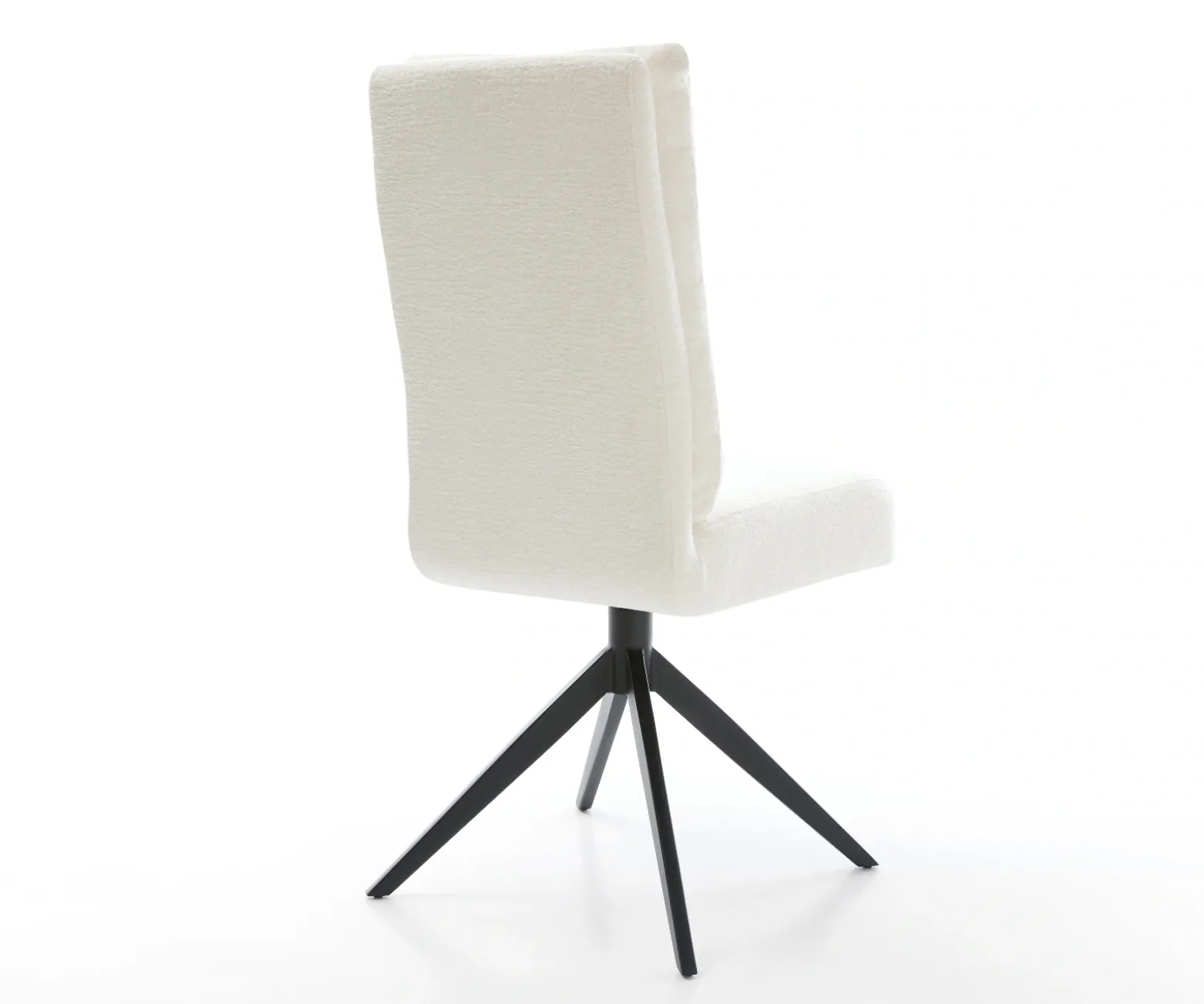 DrehstuhlPela-Flex Bouclé Soft Beige Kreuzgestell breit Schwarz 360° drehbar Wippfunktion Taschenfederkern Sofort versandfertig