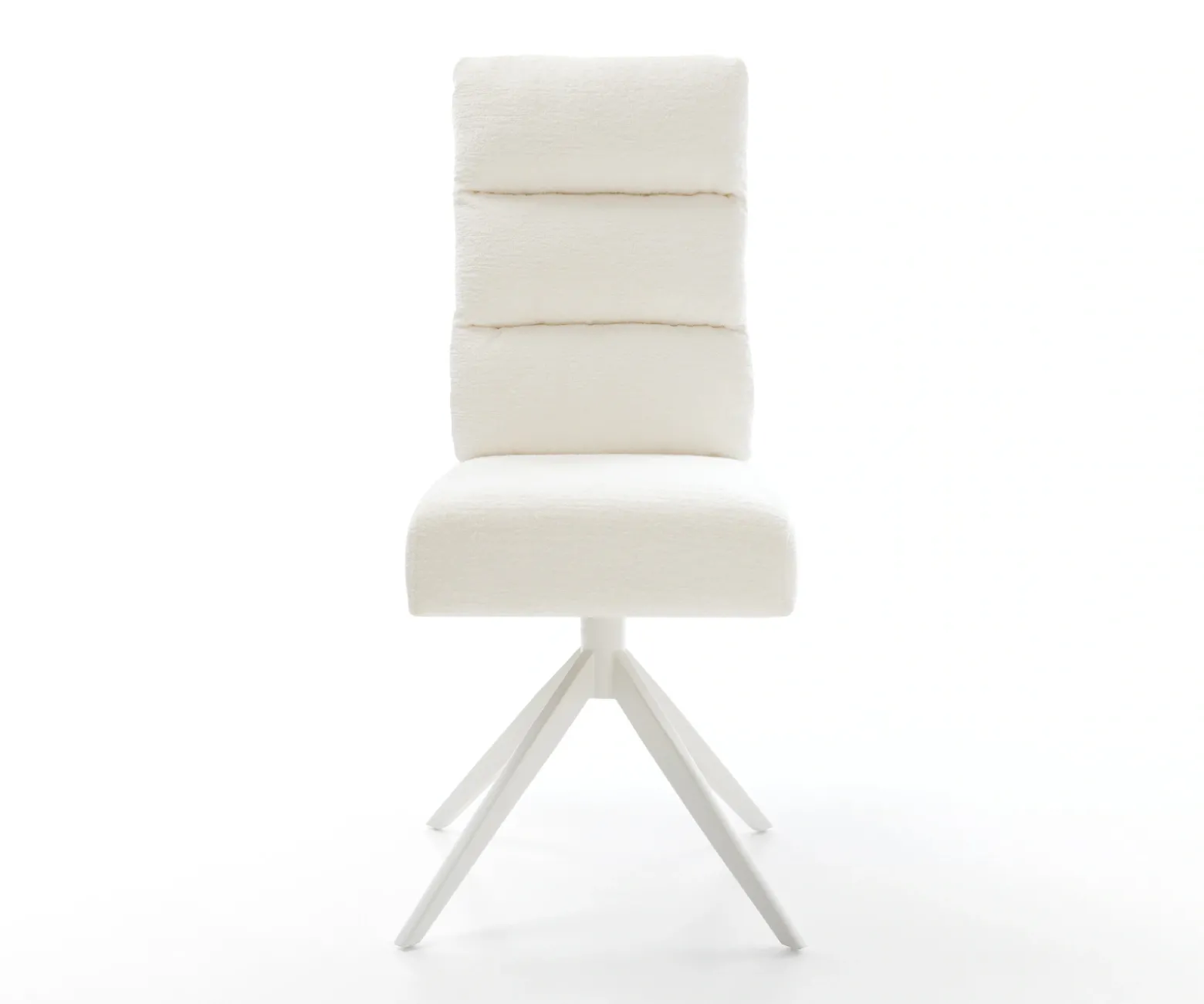 DrehstuhlPela-Flex Bouclé Soft Beige Kreuzgestell breit Weiß 360° drehbar Wippfunktion Taschenfederkern Sofort versandfertig