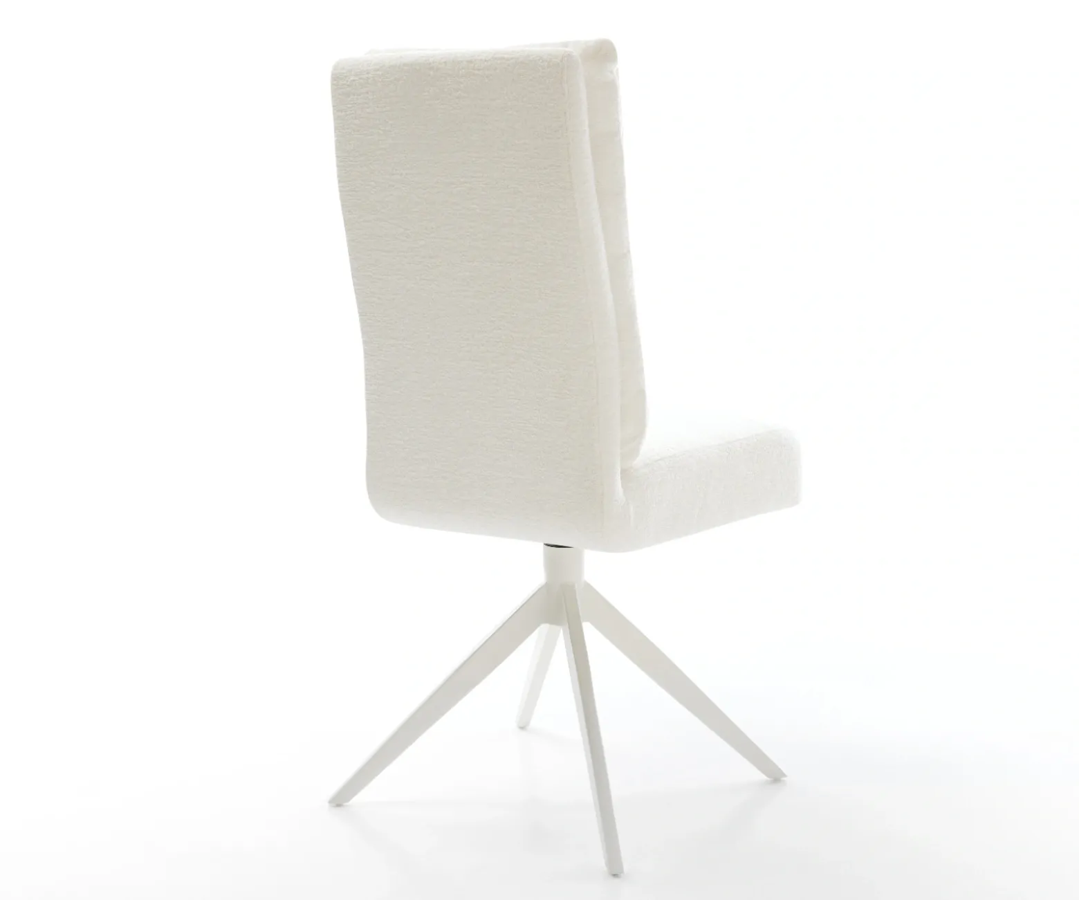 DrehstuhlPela-Flex Bouclé Soft Beige Kreuzgestell breit Weiß 360° drehbar Wippfunktion Taschenfederkern Sofort versandfertig