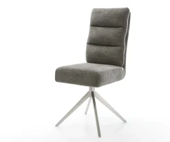 DrehstuhlPela-Flex Bouclé Soft Schlamm Kreuzgestell breit Edelstahl 360° drehbar Wippfunktion Taschenfederkern Sofort versandfertig
