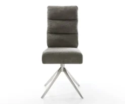 DrehstuhlPela-Flex Bouclé Soft Schlamm Kreuzgestell breit Edelstahl 360° drehbar Wippfunktion Taschenfederkern Sofort versandfertig