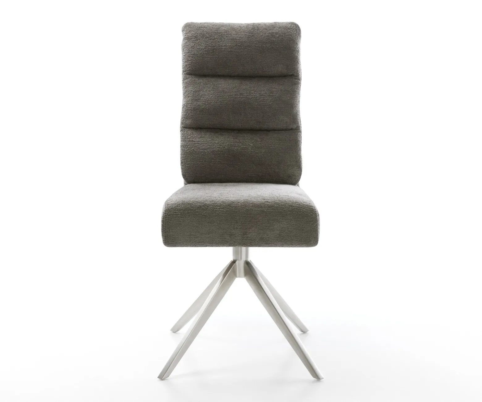 DrehstuhlPela-Flex Bouclé Soft Schlamm Kreuzgestell breit Edelstahl 360° drehbar Wippfunktion Taschenfederkern Sofort versandfertig