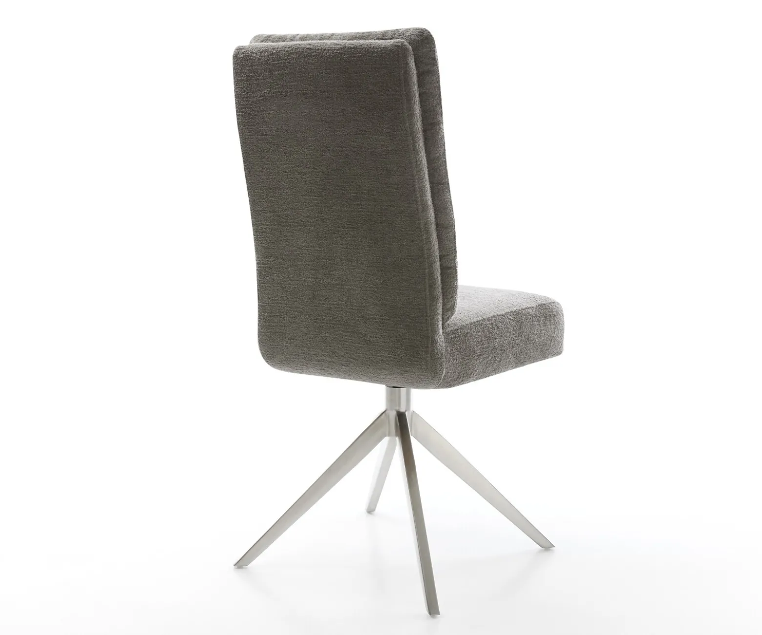 DrehstuhlPela-Flex Bouclé Soft Schlamm Kreuzgestell breit Edelstahl 360° drehbar Wippfunktion Taschenfederkern Sofort versandfertig