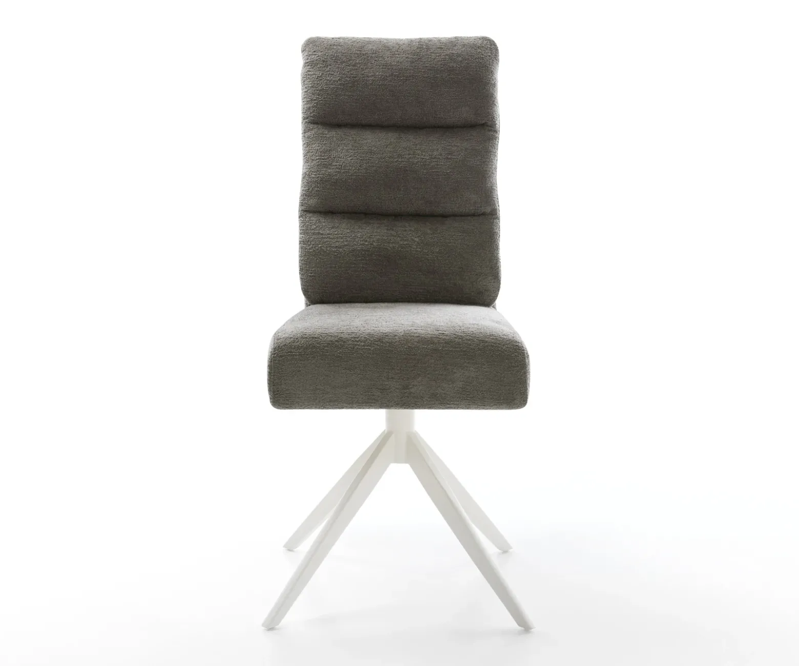 DrehstuhlPela-Flex Bouclé Soft Schlamm Kreuzgestell breit Weiß 360° drehbar Wippfunktion Taschenfederkern Sofort versandfertig
