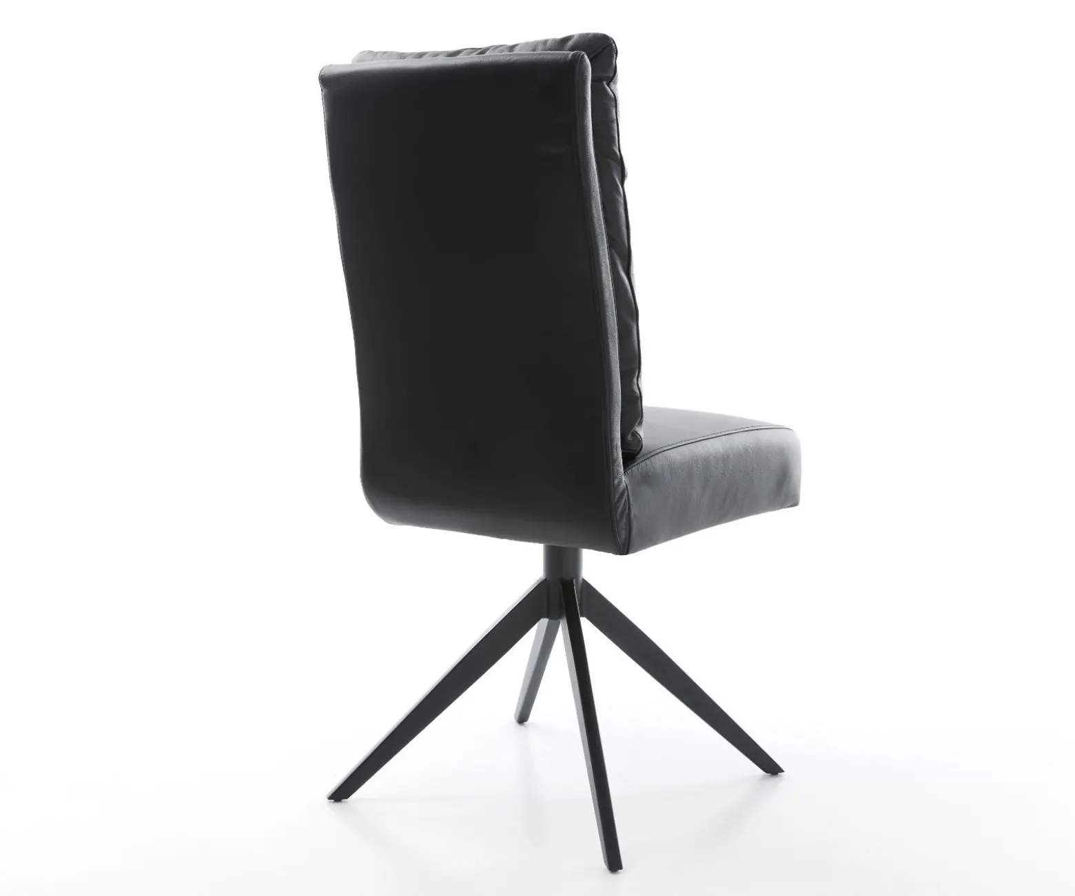 DrehstuhlPela-Flex Echt-Leder Schwarz Kreuzgestell breit Schwarz 360° drehbar Wippfunktion Taschenfederkern Sofort versandfertig