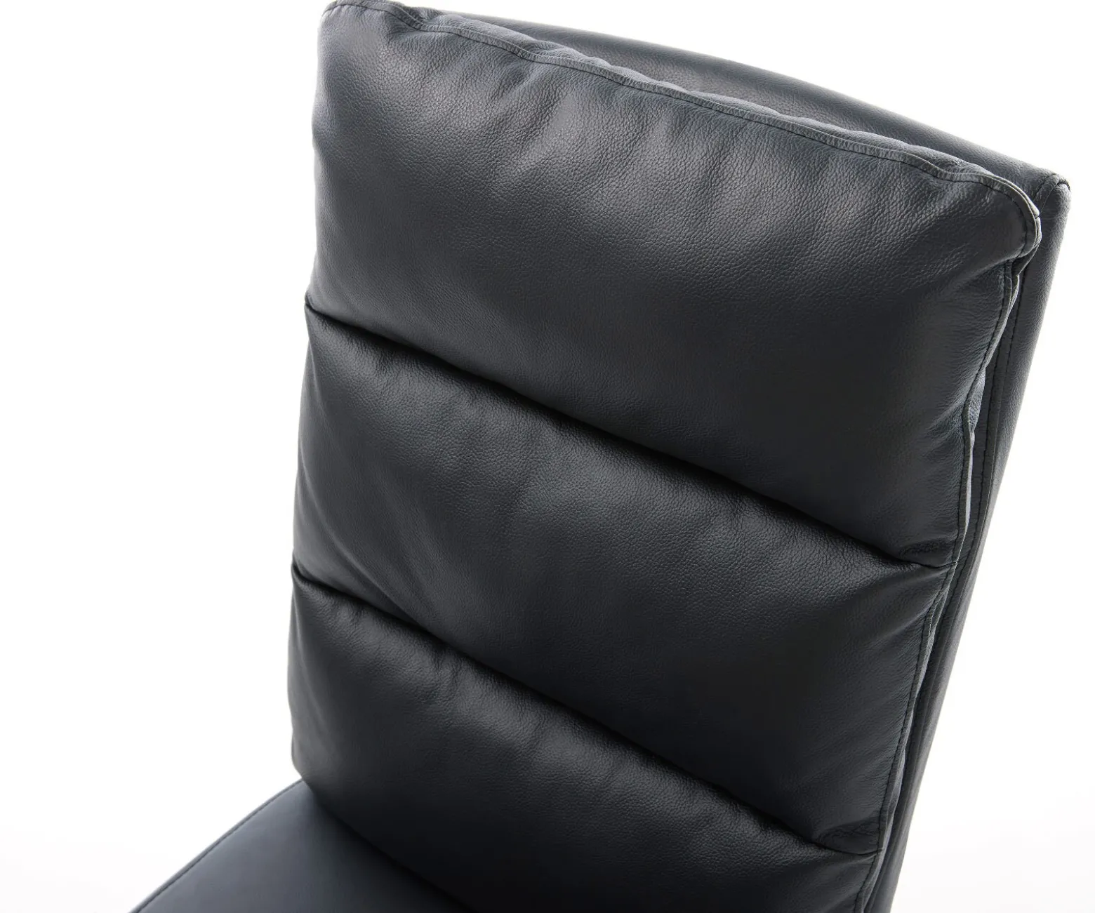 DrehstuhlPela-Flex Echt-Leder Schwarz Kreuzgestell breit Edelstahl 360° drehbar Wippfunktion Taschenfederkern Sofort versandfertig