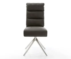 DrehstuhlPela-Flex Mikrofaser Anthrazit Vintage Kreuzgestell breit Edelstahl 360° drehbar Wippfunktion Taschenfederkern Sofort versandfertig