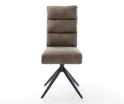 DrehstuhlPela-Flex Mikrofaser Taupe Vintage Kreuzgestell breit Schwarz 360° drehbar Wippfunktion Taschenfederkern Sofort versandfertig