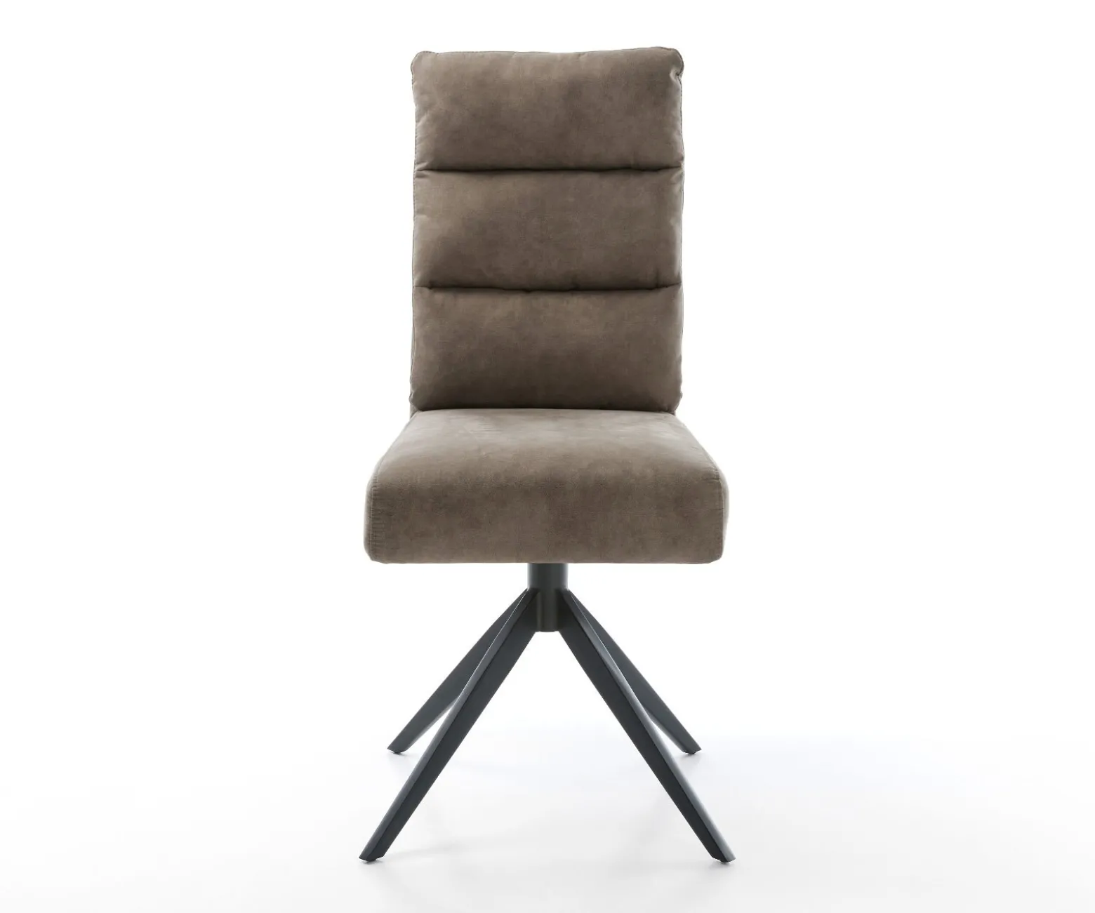DrehstuhlPela-Flex Mikrofaser Taupe Vintage Kreuzgestell breit Schwarz 360° drehbar Wippfunktion Taschenfederkern Sofort versandfertig