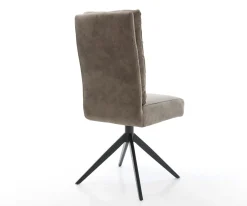 DrehstuhlPela-Flex Mikrofaser Taupe Vintage Kreuzgestell breit Schwarz 360° drehbar Wippfunktion Taschenfederkern Sofort versandfertig