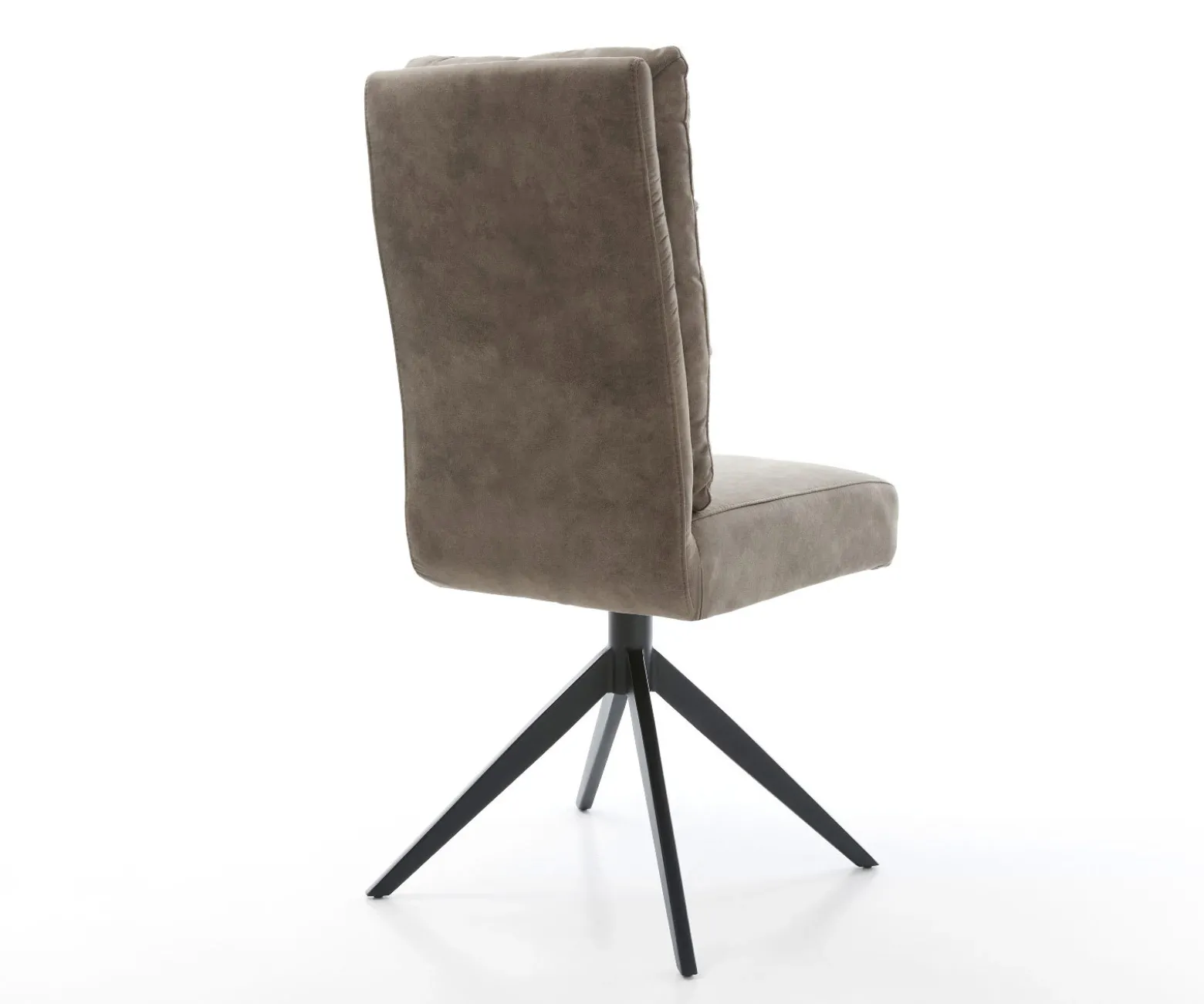 DrehstuhlPela-Flex Mikrofaser Taupe Vintage Kreuzgestell breit Schwarz 360° drehbar Wippfunktion Taschenfederkern Sofort versandfertig