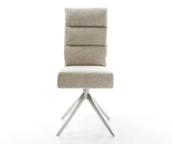 DrehstuhlPela-Flex Webstoff Soft Beige Kreuzgestell breit Edelstahl 360° drehbar Wippfunktion Taschenfederkern Sofort versandfertig