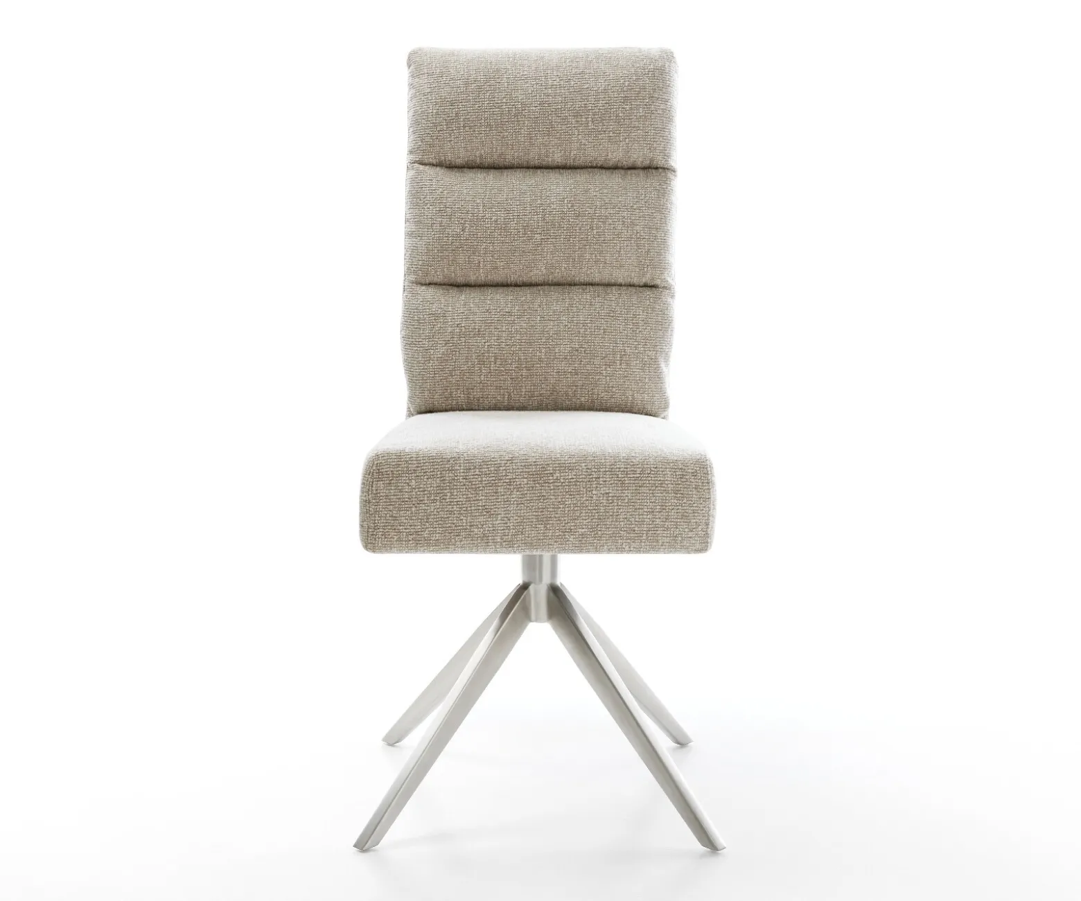DrehstuhlPela-Flex Webstoff Soft Beige Kreuzgestell breit Edelstahl 360° drehbar Wippfunktion Taschenfederkern Sofort versandfertig