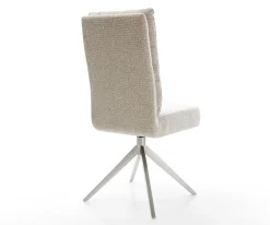 DrehstuhlPela-Flex Webstoff Soft Beige Kreuzgestell breit Edelstahl 360° drehbar Wippfunktion Taschenfederkern Sofort versandfertig