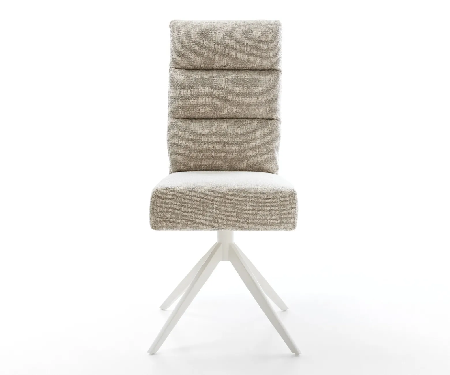 DrehstuhlPela-Flex Webstoff Soft Beige Kreuzgestell breit Weiß 360° drehbar Wippfunktion Taschenfederkern Sofort versandfertig