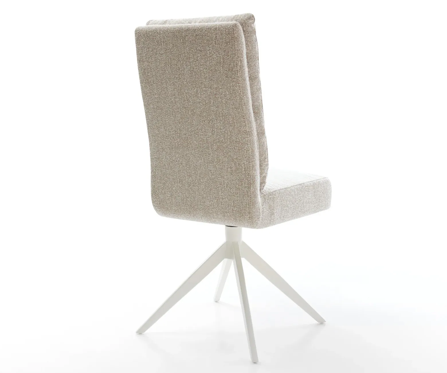 DrehstuhlPela-Flex Webstoff Soft Beige Kreuzgestell breit Weiß 360° drehbar Wippfunktion Taschenfederkern Sofort versandfertig