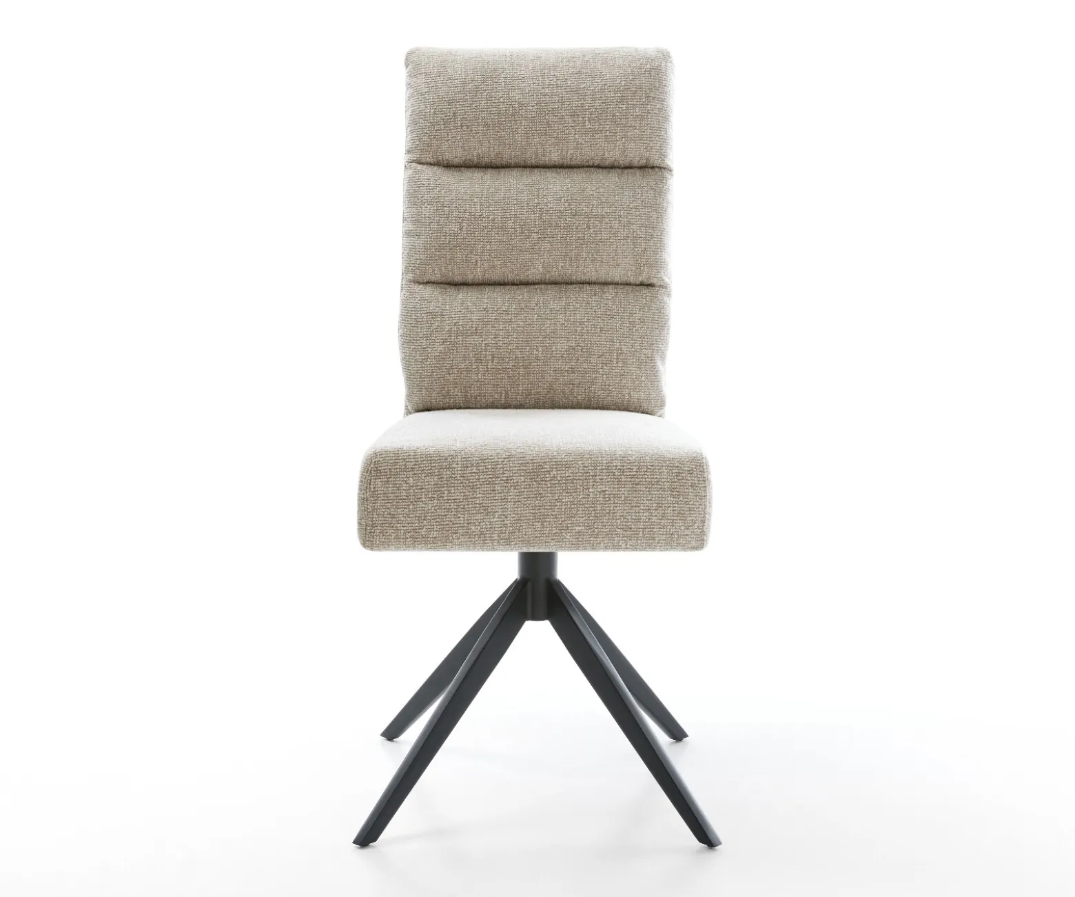 DrehstuhlPela-Flex Webstoff Soft Beige Kreuzgestell breit Schwarz 360° drehbar Wippfunktion Taschenfederkern Sofort versandfertig