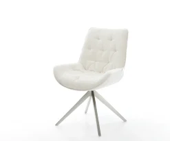 DrehstuhlTaimi-Flex Bouclé Soft Beige Kreuzgestell breit Edelstahl 360° drehbar Wippfunktion Sofort versandfertig