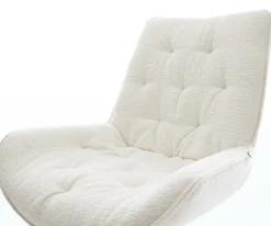 DrehstuhlTaimi-Flex Bouclé Soft Beige Kreuzgestell breit Edelstahl 360° drehbar Wippfunktion Sofort versandfertig