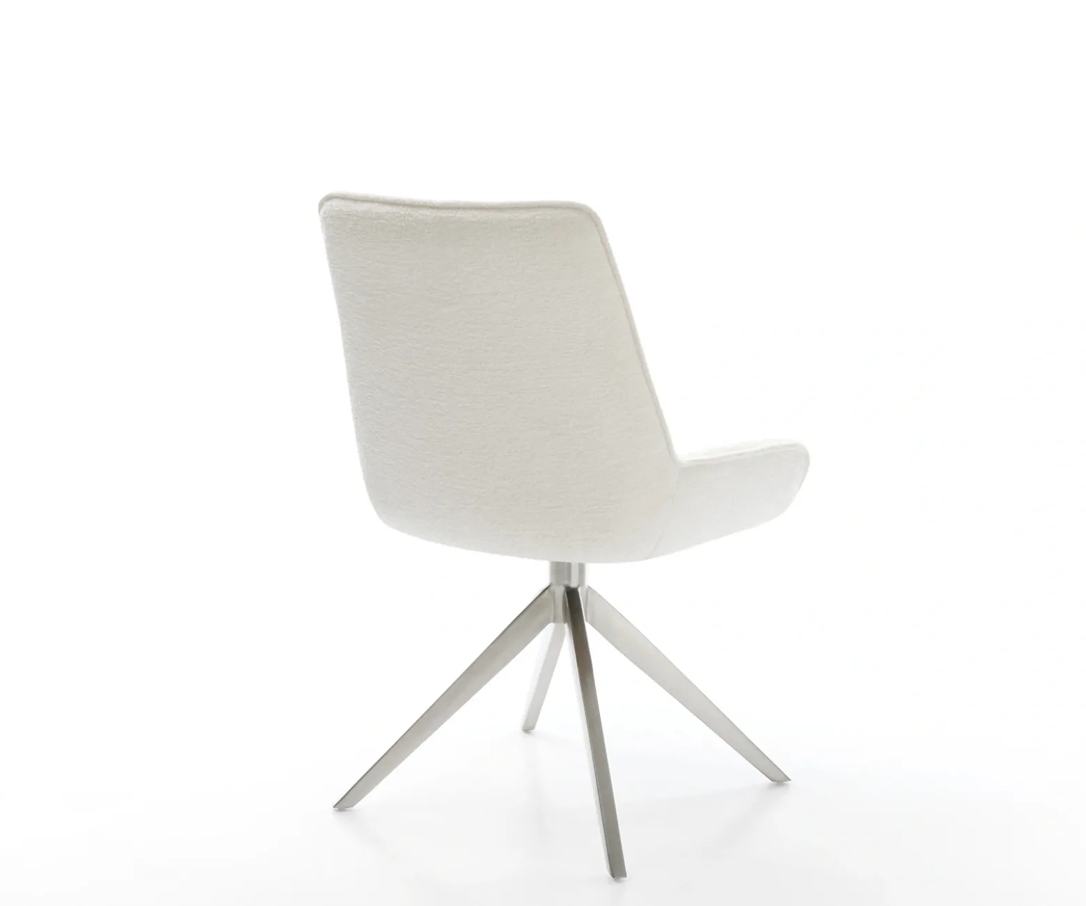 DrehstuhlTaimi-Flex Bouclé Soft Beige Kreuzgestell breit Edelstahl 360° drehbar Wippfunktion Sofort versandfertig