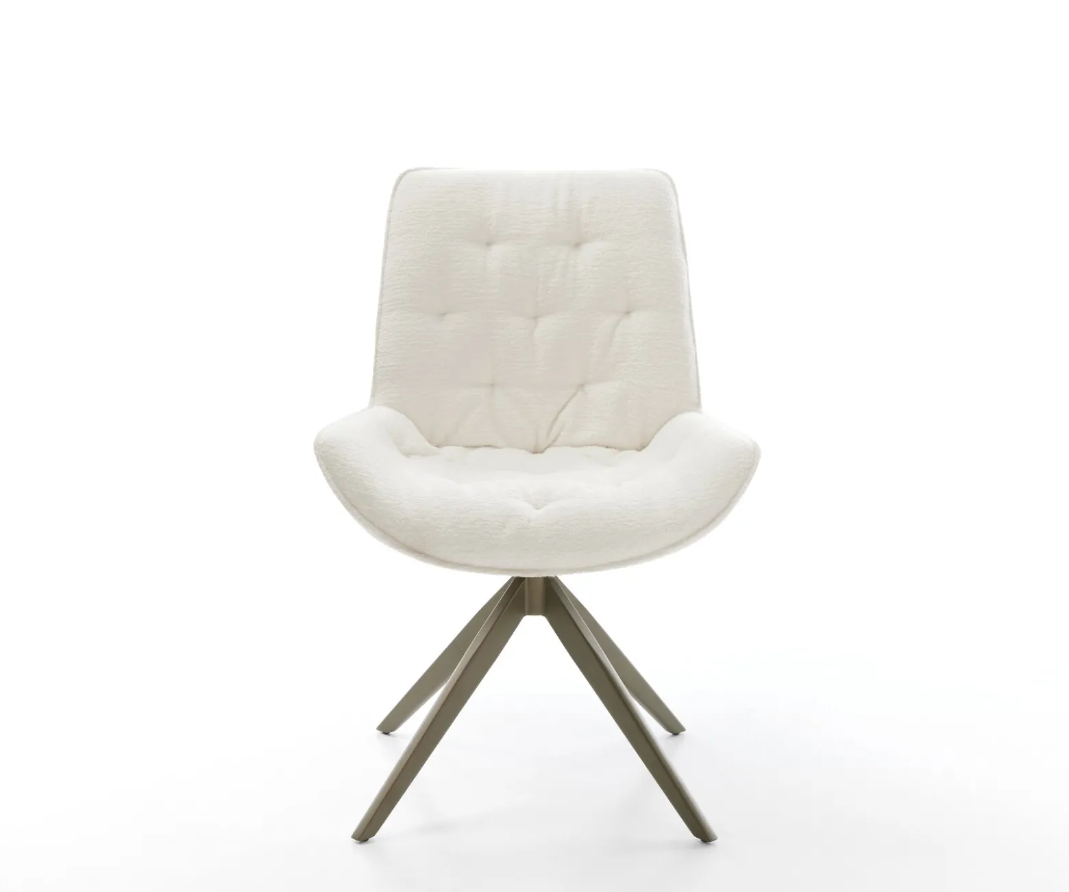 DrehstuhlTaimi-Flex Bouclé Soft Beige Kreuzgestell breit Effektfinish Titan 360° drehbar Wippfunktion Sofort versandfertig