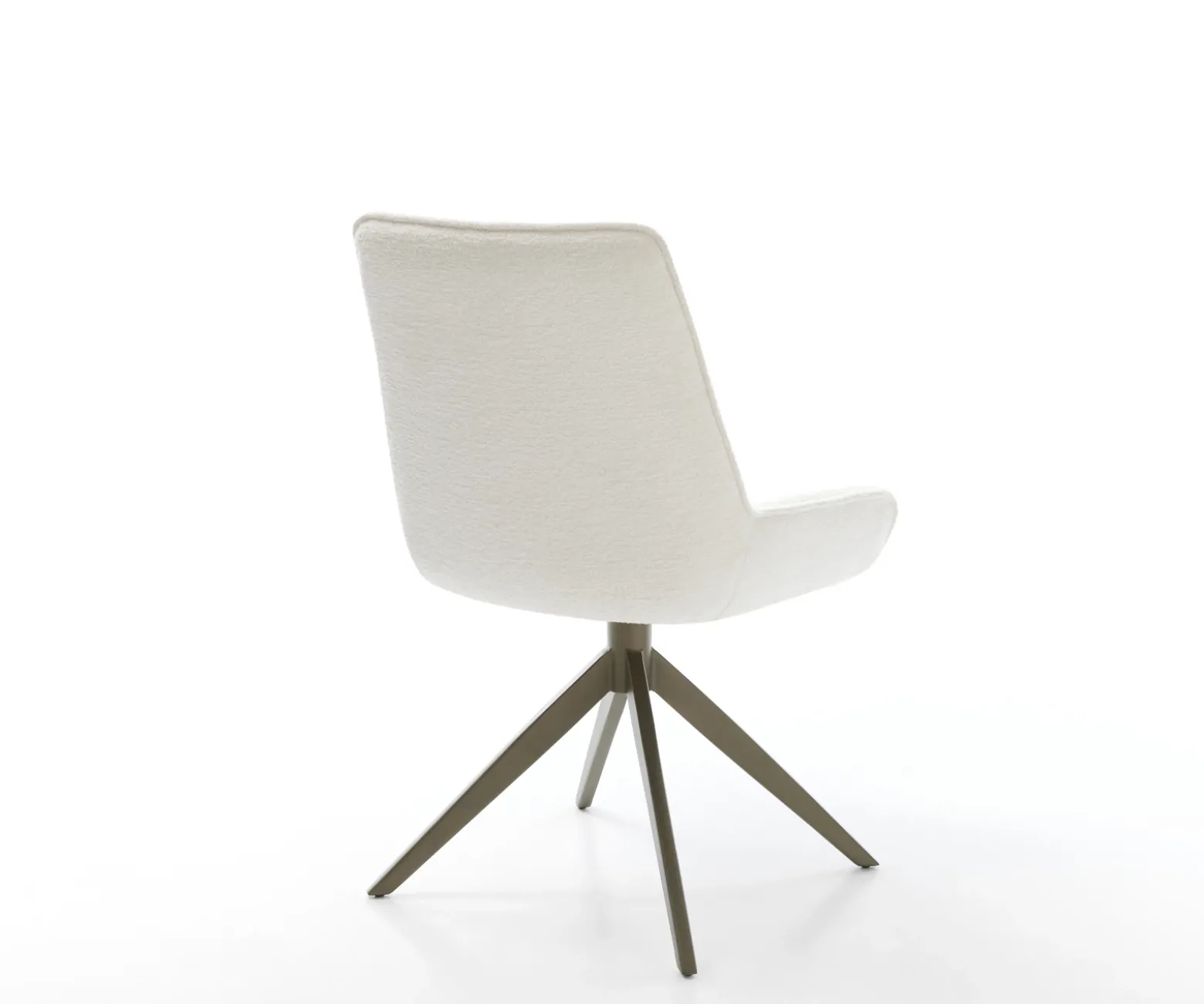 DrehstuhlTaimi-Flex Bouclé Soft Beige Kreuzgestell breit Effektfinish Titan 360° drehbar Wippfunktion Sofort versandfertig