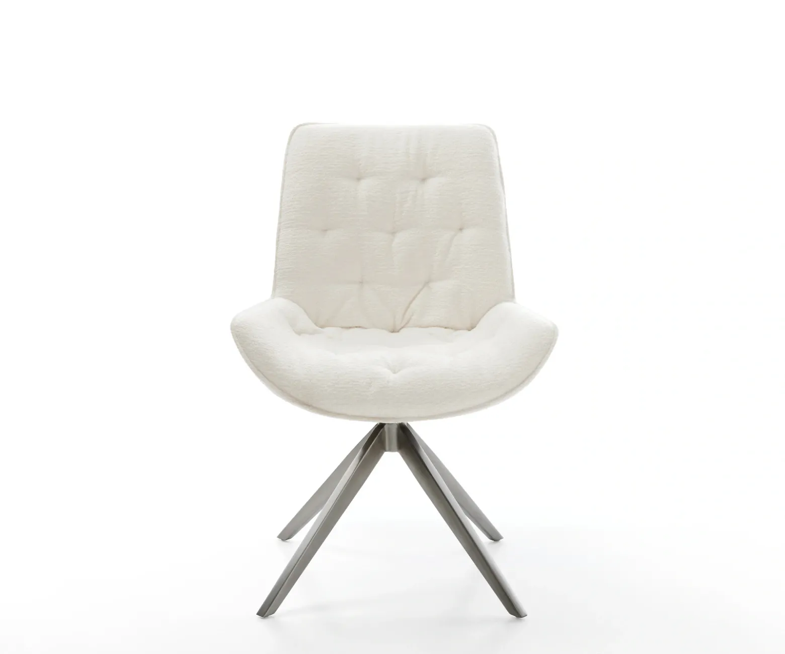 DrehstuhlTaimi-Flex Bouclé Soft Beige Kreuzgestell breit Graphit 360° drehbar Wippfunktion Sofort versandfertig