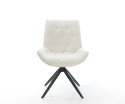 DrehstuhlTaimi-Flex Bouclé Soft Beige Kreuzgestell breit Schwarz 360° drehbar Wippfunktion Sofort versandfertig