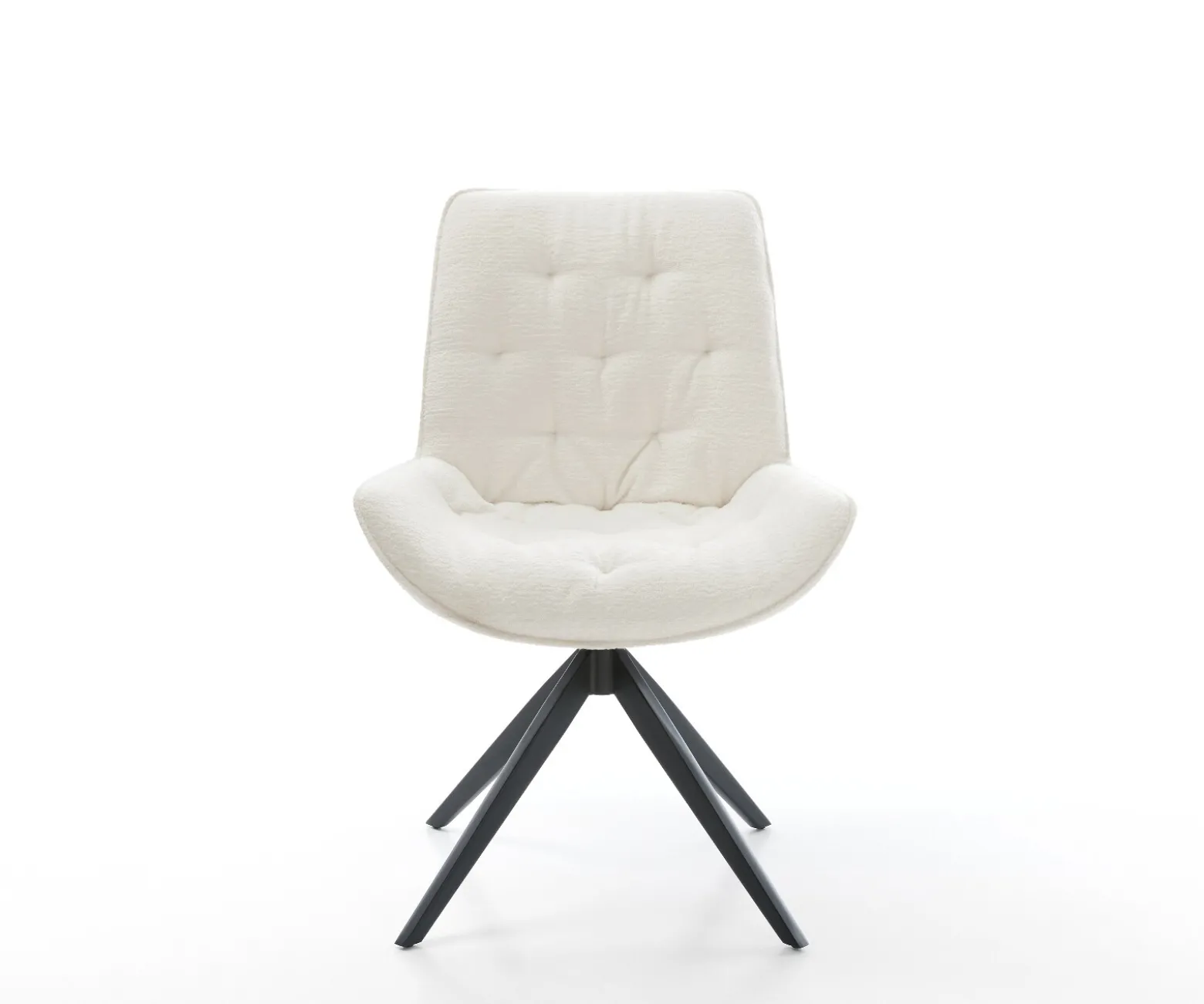 DrehstuhlTaimi-Flex Bouclé Soft Beige Kreuzgestell breit Schwarz 360° drehbar Wippfunktion Sofort versandfertig