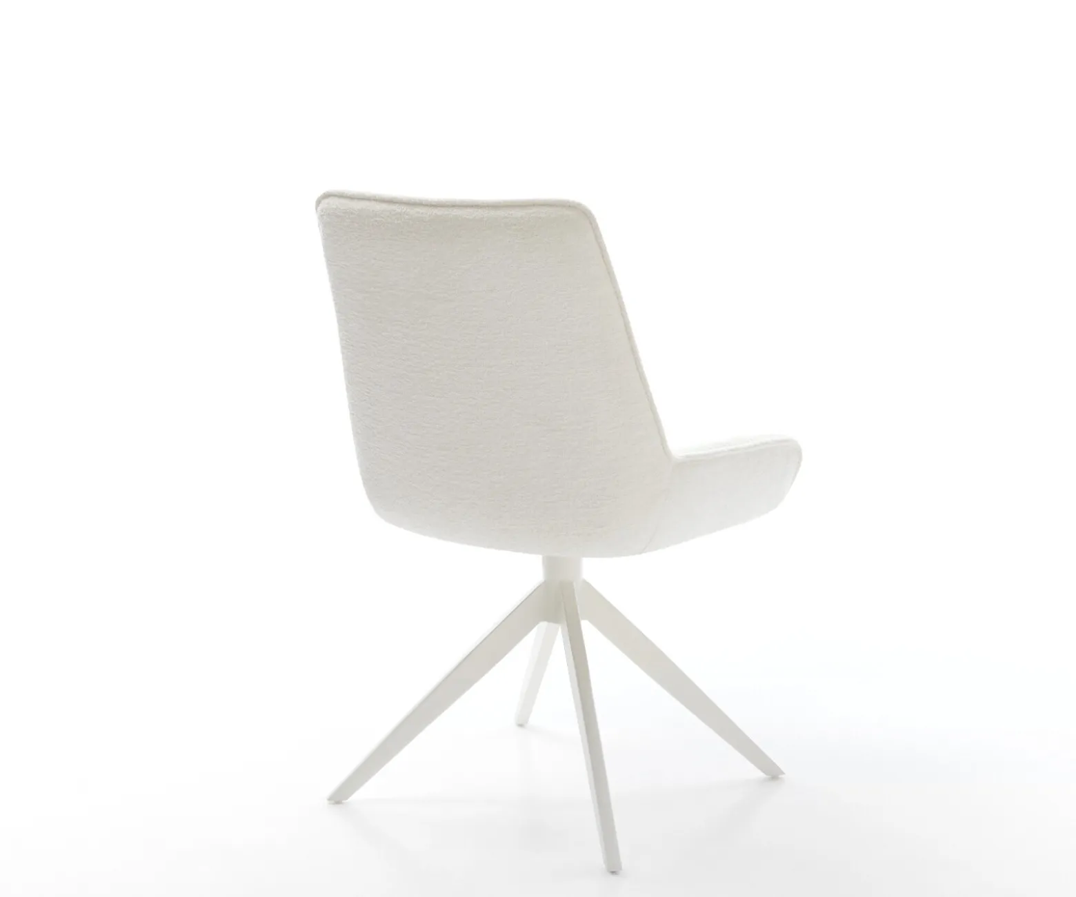 DrehstuhlTaimi-Flex Bouclé Soft Beige Kreuzgestell breit Weiß 360° drehbar Wippfunktion Sofort versandfertig