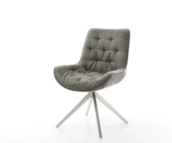 DrehstuhlTaimi-Flex Bouclé Soft Schlamm Kreuzgestell breit Edelstahl 360° drehbar Wippfunktion Sofort versandfertig