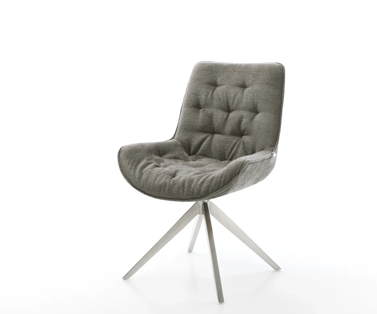 DrehstuhlTaimi-Flex Bouclé Soft Schlamm Kreuzgestell breit Edelstahl 360° drehbar Wippfunktion Sofort versandfertig