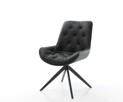 DrehstuhlTaimi-Flex Echt-Leder Schwarz Kreuzgestell breit Schwarz 360° drehbar Wippfunktion Sofort versandfertig
